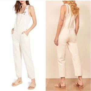 Reformation Smith Denim Overalls Ivory Size 4